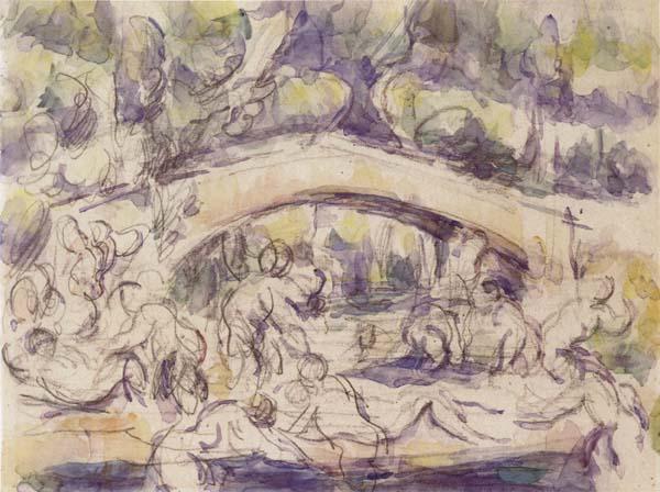 Paul Cezanne Bathers Beneath a Bridge oil painting image